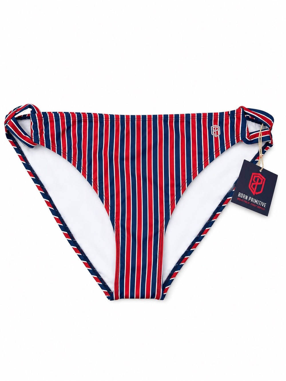 Born Primitive Marina Striped Tie Side Bikini Bottom Patriotic Red White Blue 2X